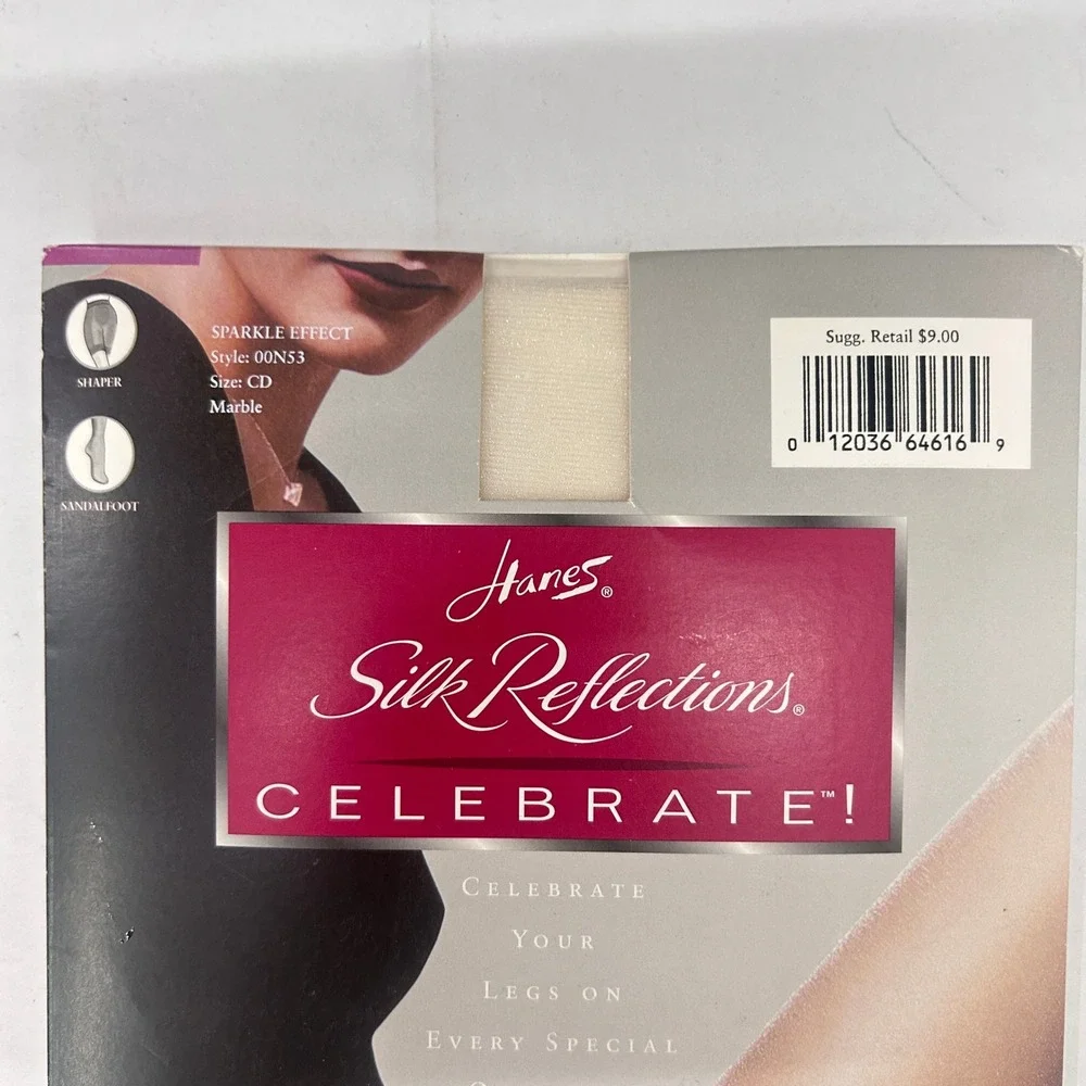 Vintage Hanes Silk Reflections Celebrate Sparkle Pantyhose CD Marble Shaper NOS